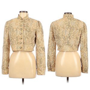 Classiques Entier CE Golden Paisley Print Military Style Half Top Jacket, Size M